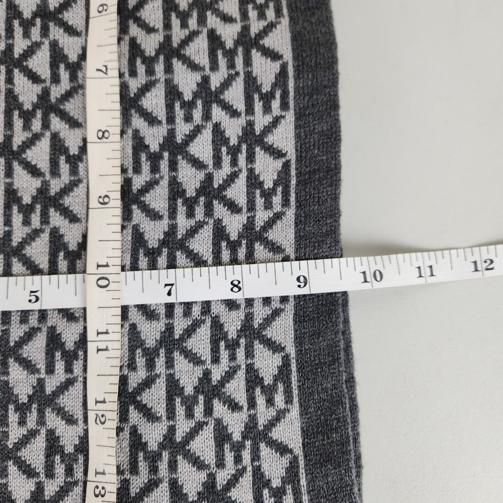Michael Kors Scarf Womens Gray MK Logo All Over Print Rectangle Winter Classic - Picture 6 of 8